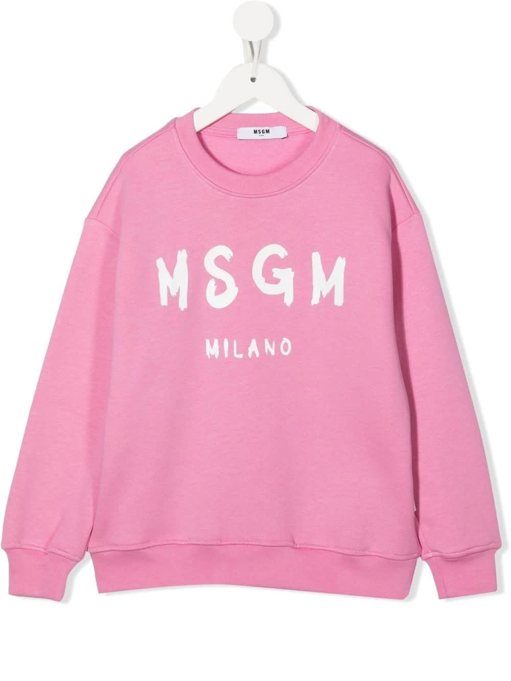 MSGM Kids Pink Sweatshirt With brushed Logo