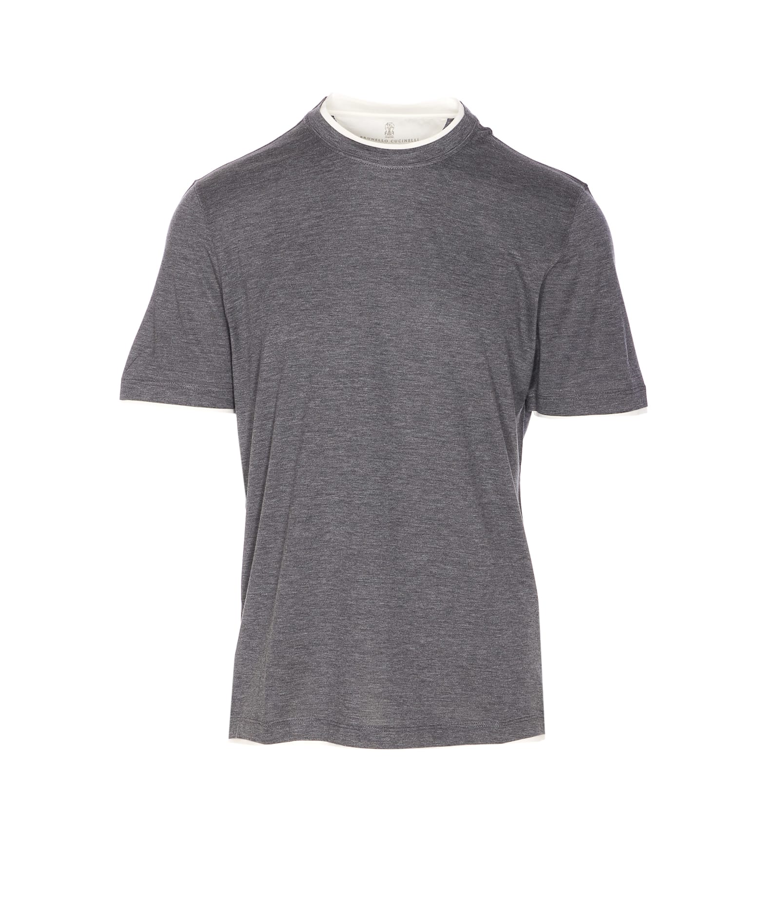 Brunello Cucinelli Basic Silk-blend T-shirt In Gray