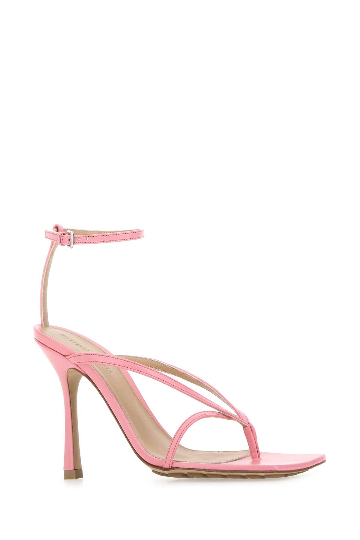 Shop Bottega Veneta Pink Leather Stretch Sandals In 5593