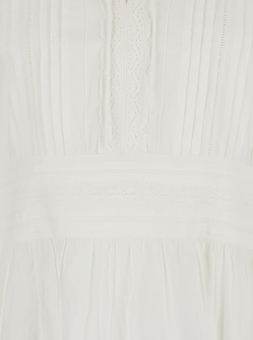 Twinset White Dress With Pleated Details And All-over Applied Embroidery In Cotton Woman In White