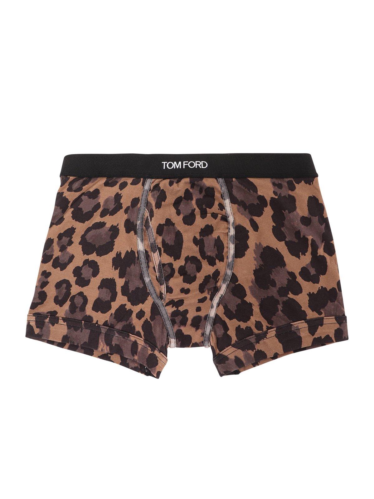 Shop Tom Ford Leopard Print Boxer Shorts In Brown
