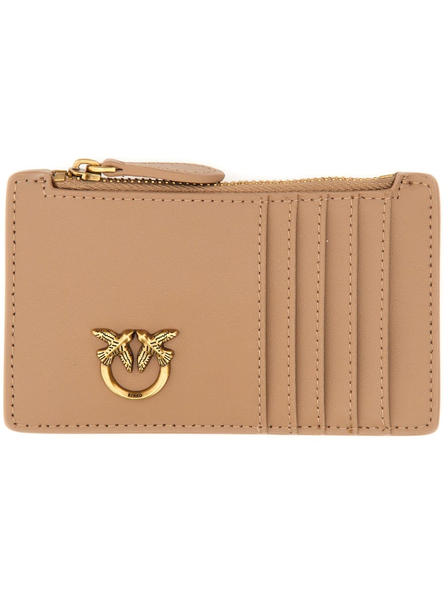 Pinko Porta Carte Con Logo In Brown
