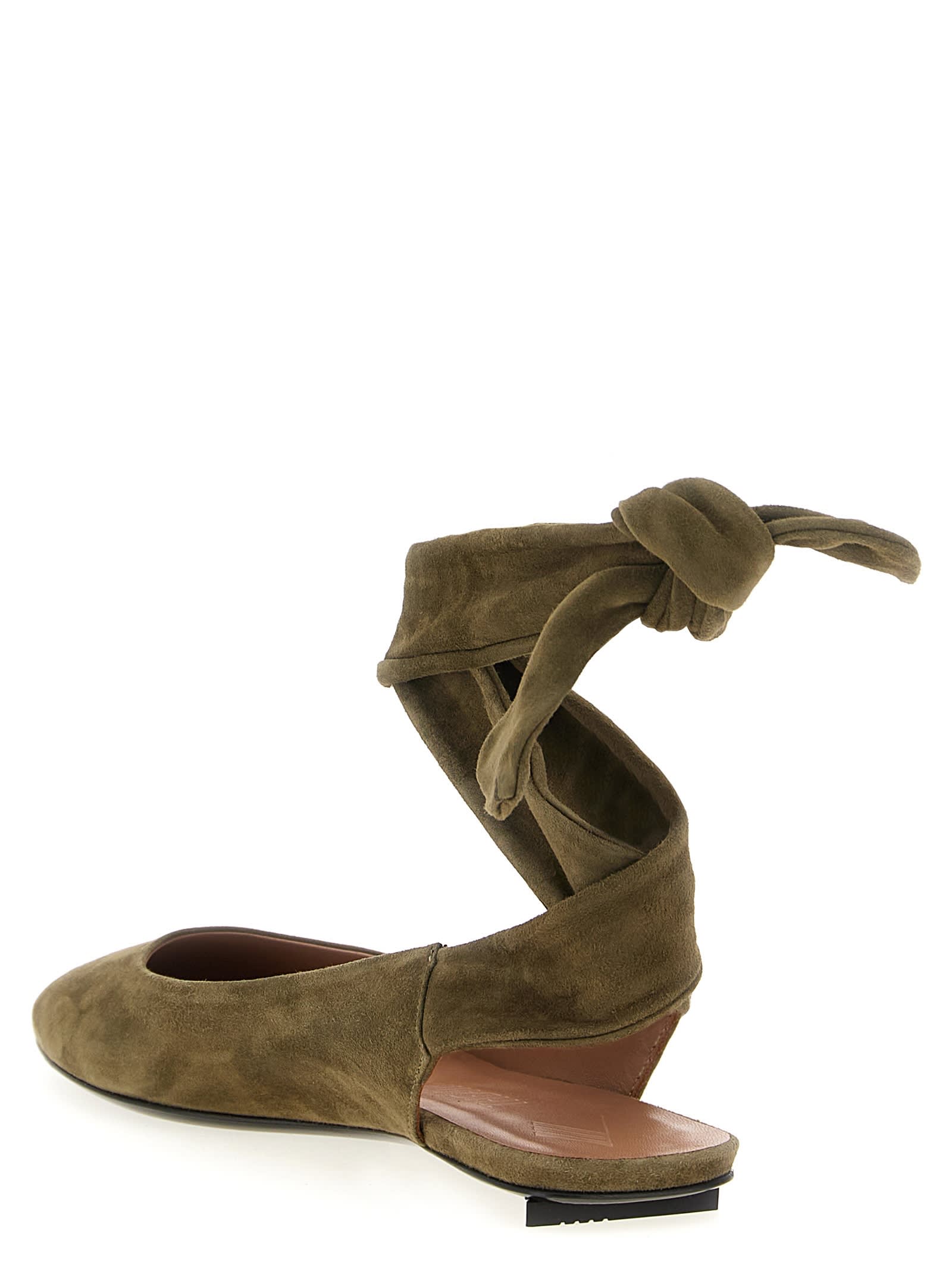 Attico Round Toe Ballet Shoes In Green
