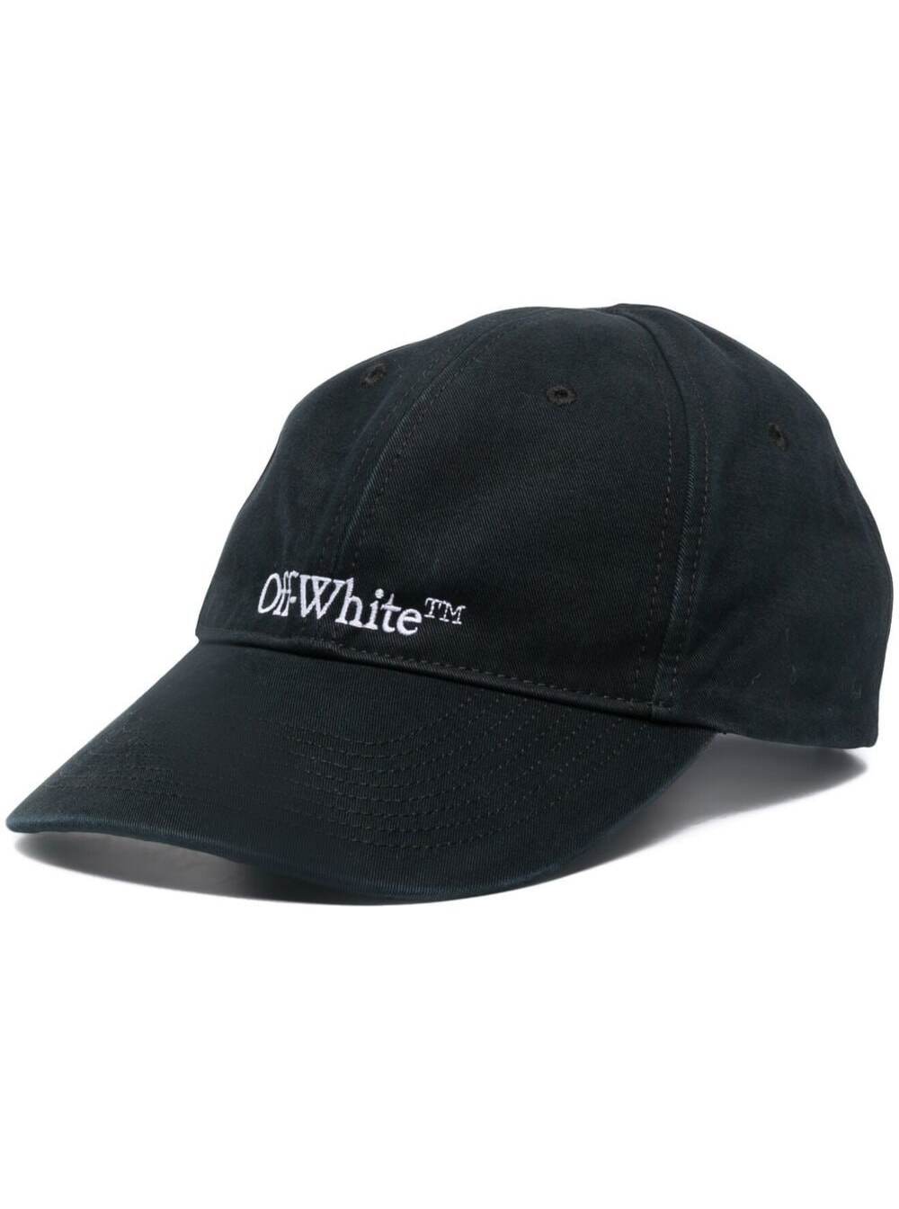 OFF-WHITE BLACK BASEBALL CAP WITH CONTRASTING LOGO EMBROIDERY IN COTTON WOMAN