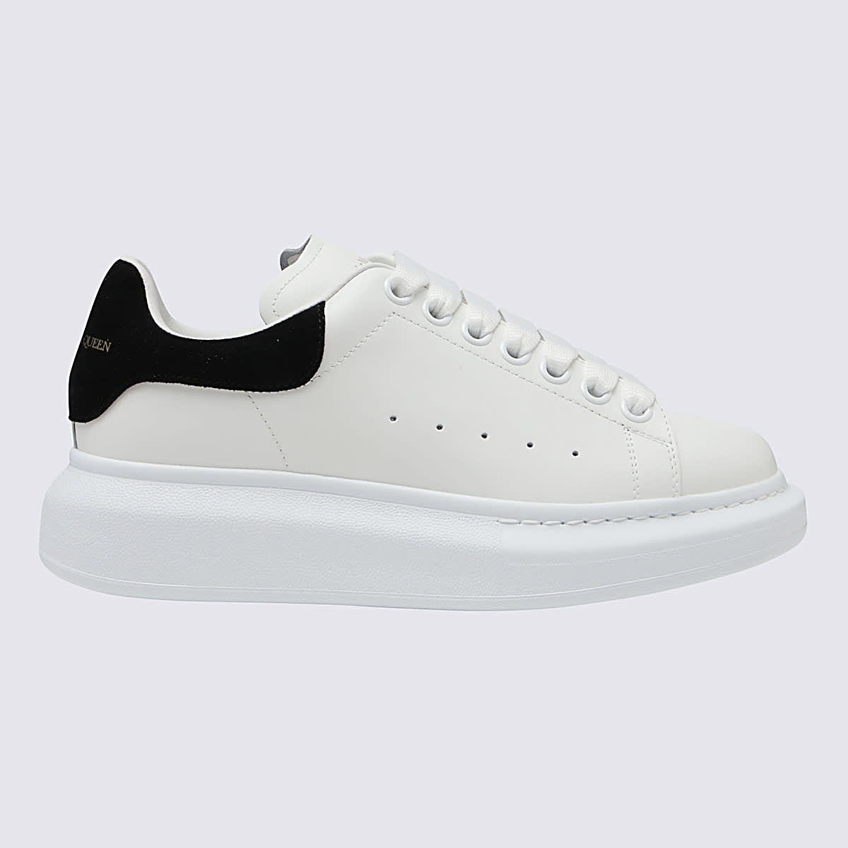 Shop Alexander Mcqueen White And Black Leather Oversized Sneakers