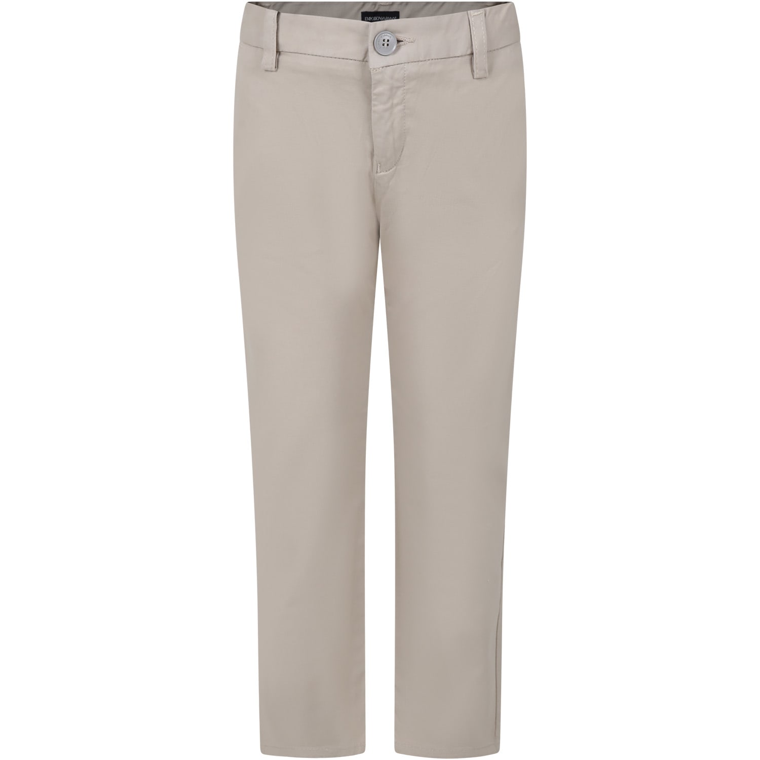 Armani Collezioni Ivory Trousers For Boy With Logo In Ivory