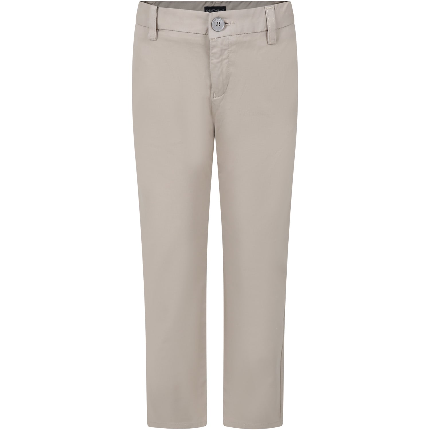 Shop Armani Collezioni Ivory Trousers For Boy With Logo