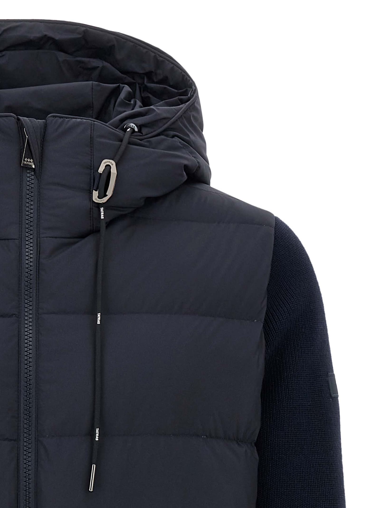 Tatras Keitie Black Down Jacket With Drawstring Hood And Logo Patch On The Side In Tech Fabric Man In Blue