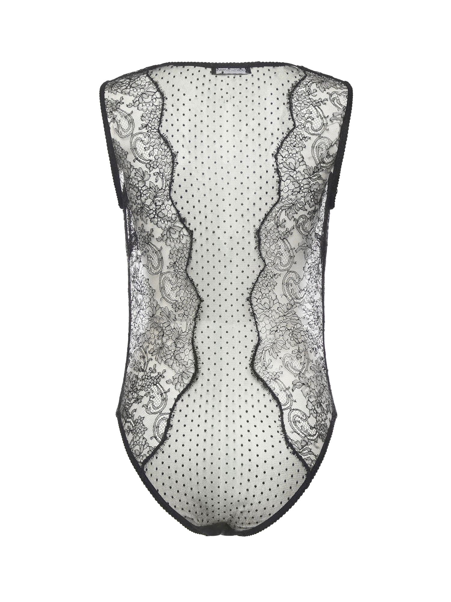 Dolce & Gabbana Textured Plumetis Bodysuit In Black