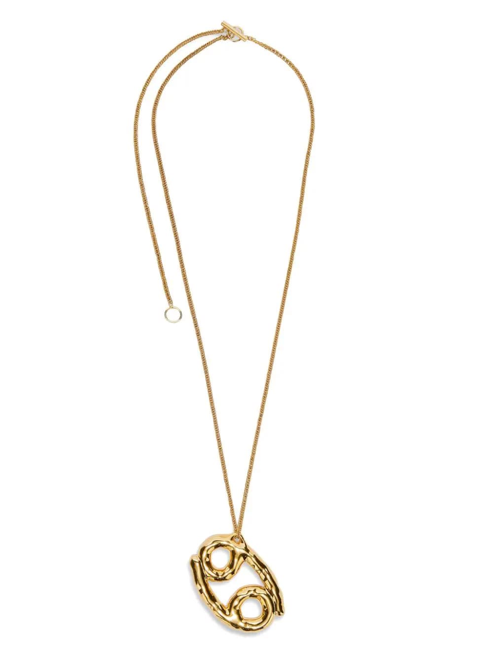 Shop Jil Sander Cancer Zodiac Necklace In Gold