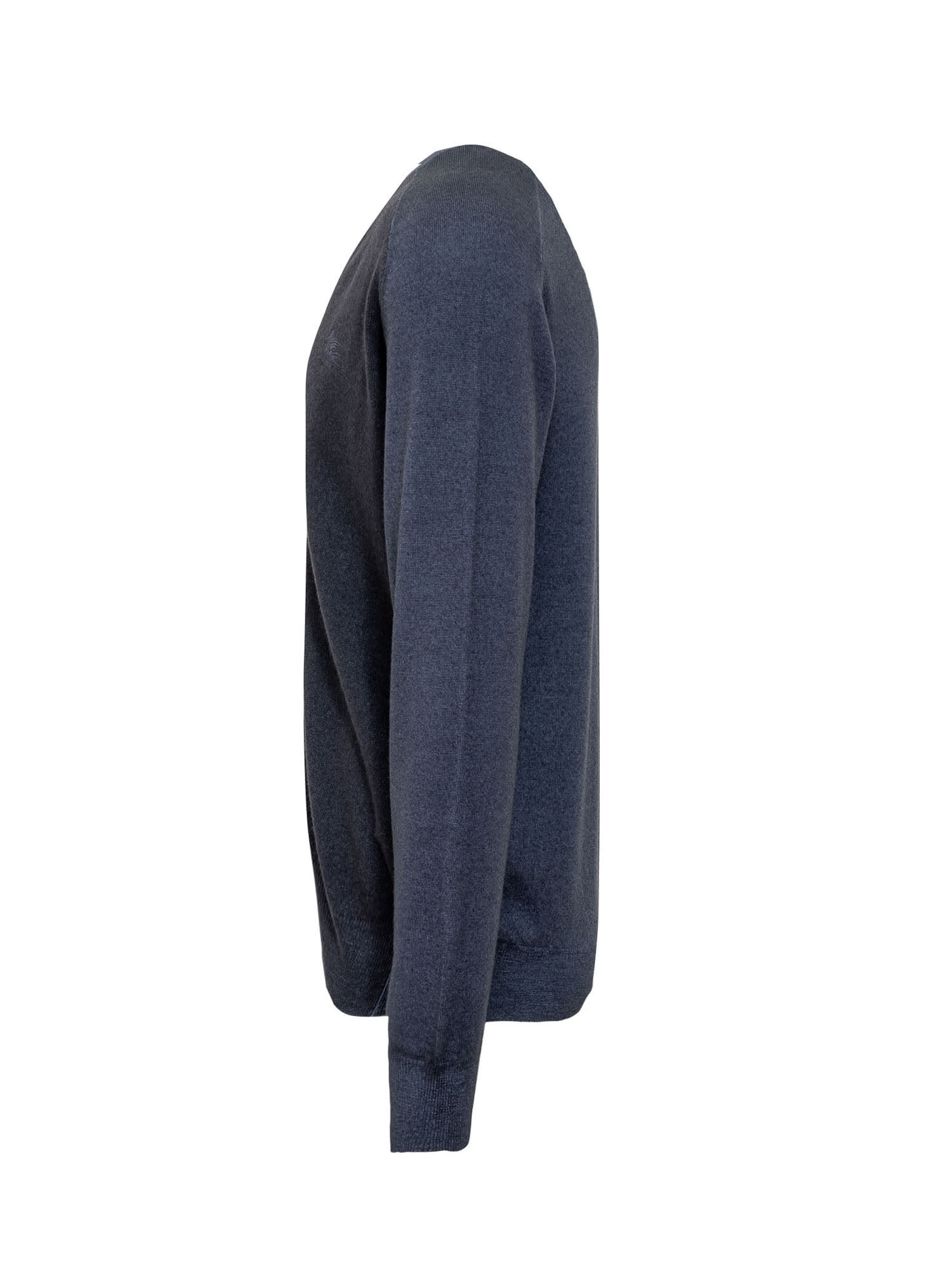 Shop Etro Wool Pegaso Cardigan In Blu Scurissimo 1