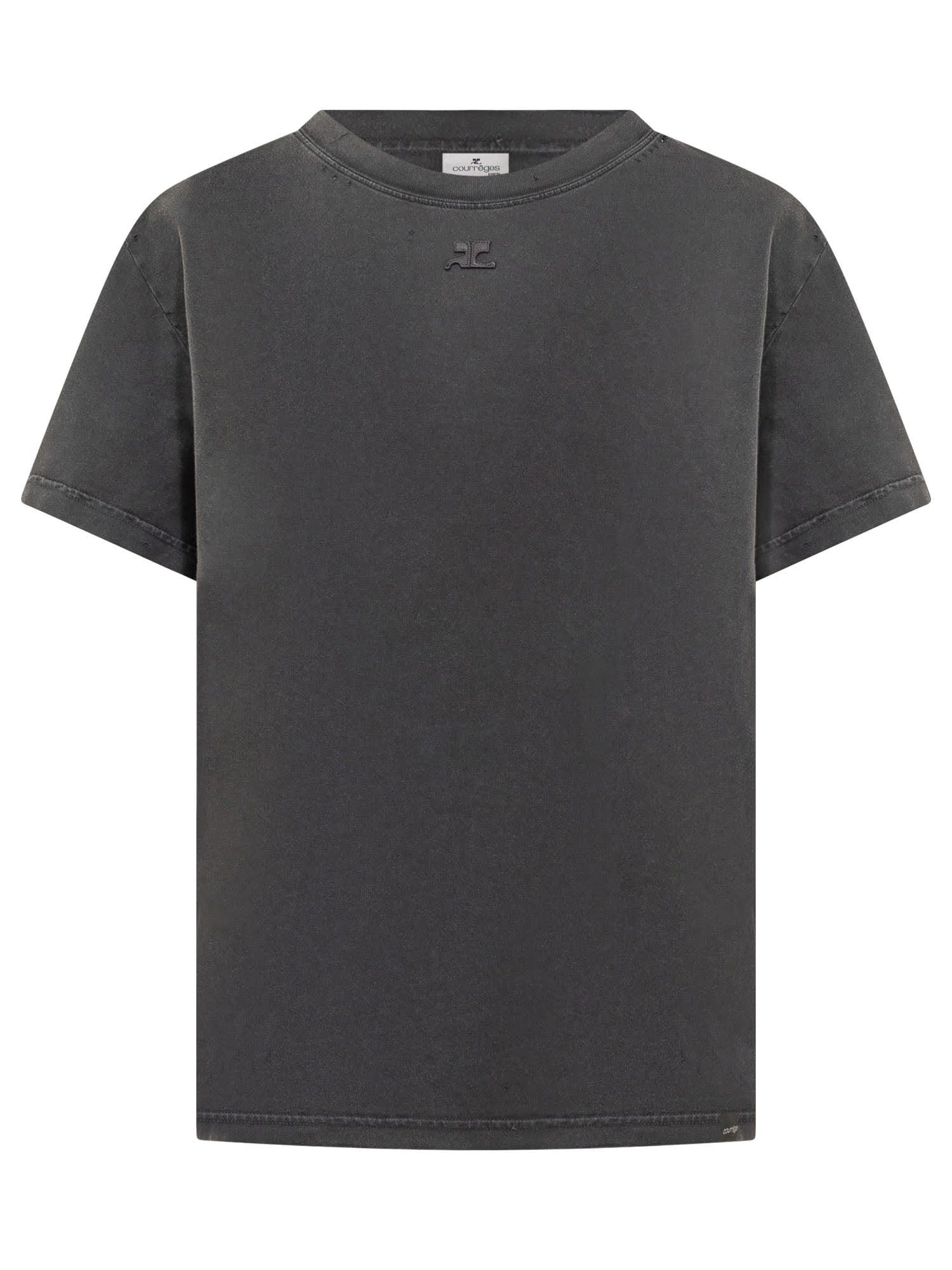 Shop Courrèges Destroyed T-shirt In 9071 Stonewashed Grey