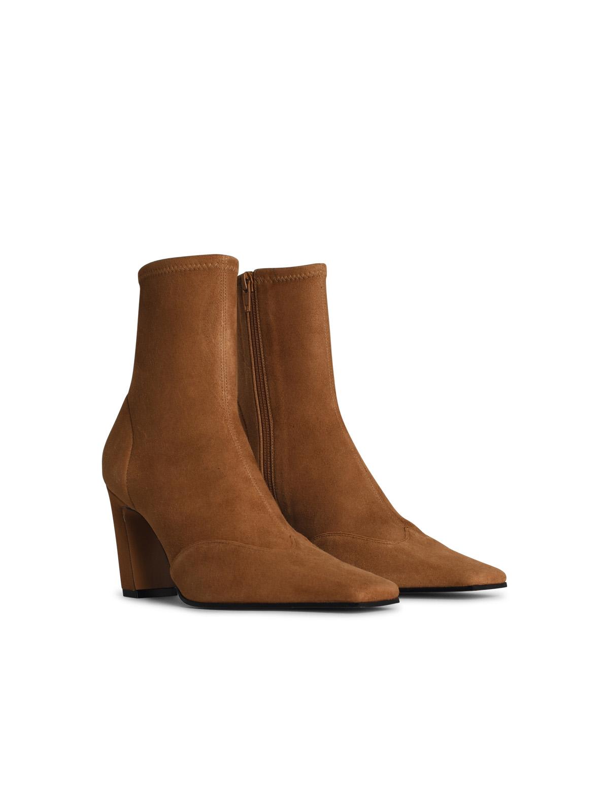 Shop Khaite Nevada 85 Beige Leather Ankle Boots