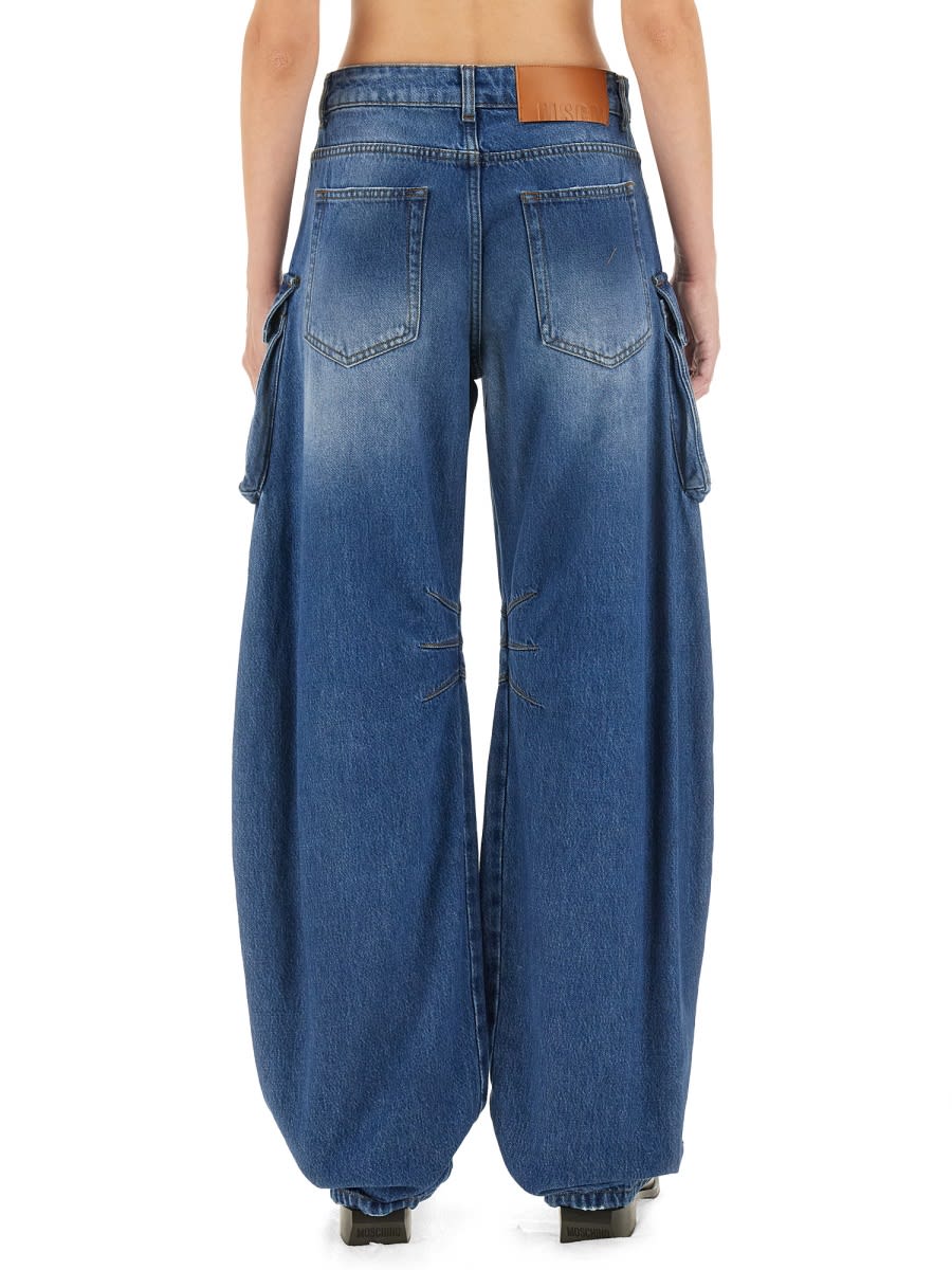 Shop Msgm Cargo Jeans In Blue