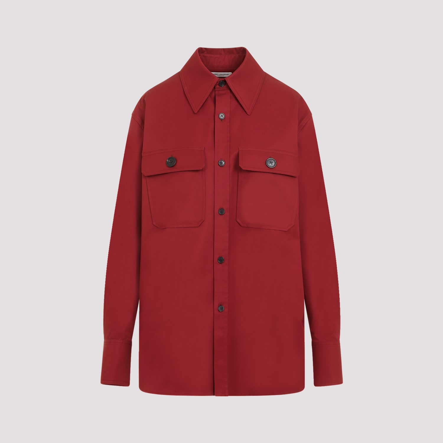 Shop Saint Laurent Cotton Shirt In Rouge Fonce