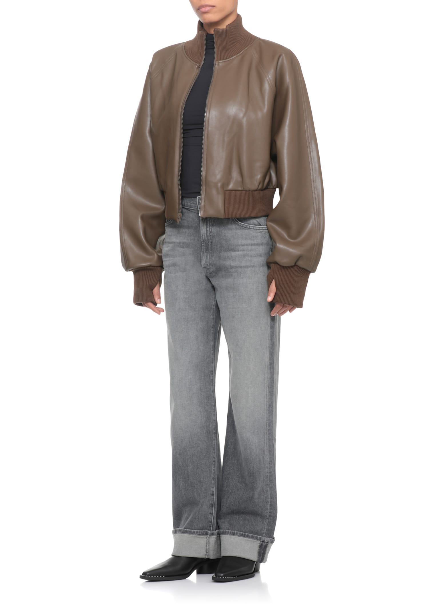 Norma Kamali Synth Leather Jacket In Multi