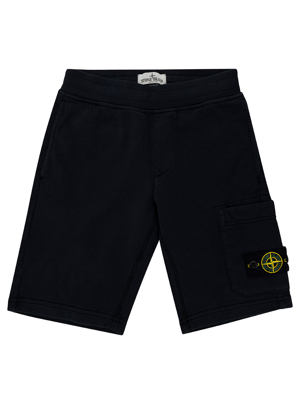 Stone Island Junior Kids' Blue Bermuda Shorts With Logo Patch And Patch Pocket In Cotton Boy