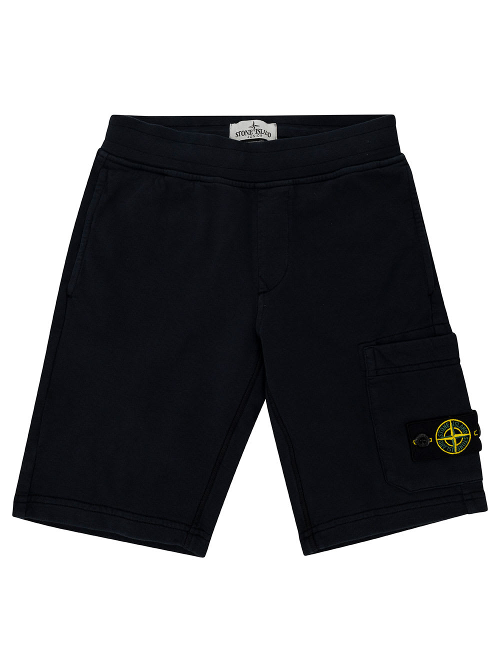 STONE ISLAND BLUE BERMUDA SHORTS WITH LOGO PATCH AND PATCH POCKET IN COTTON BOY