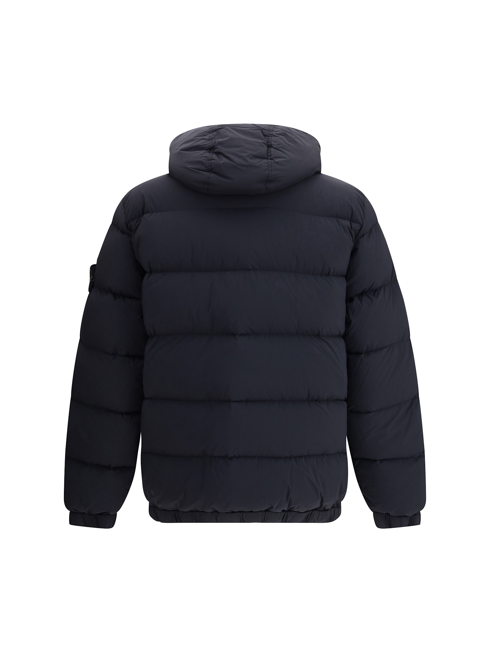 Stone Island Seamless Tunnel Hooded Down Jacket In Black