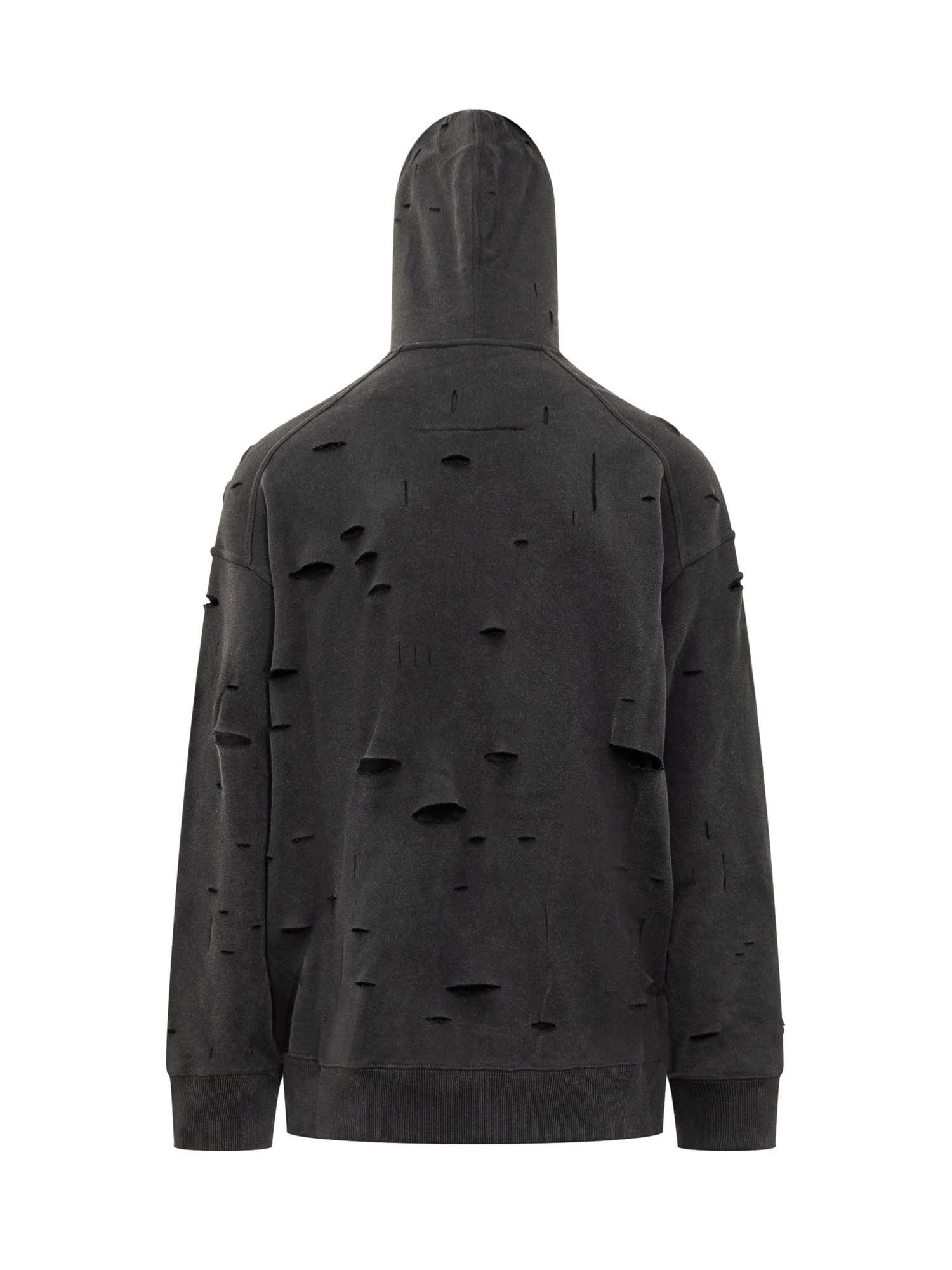 Shop Givenchy Oversized Hole Hoodie In Faded Black
