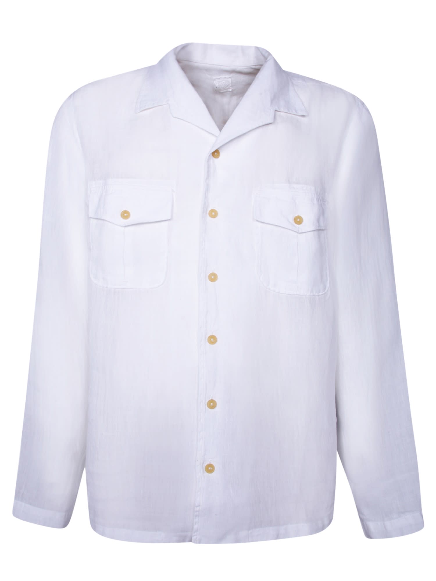 Shop 120% Lino White Linen Dbl Pocket Shirt
