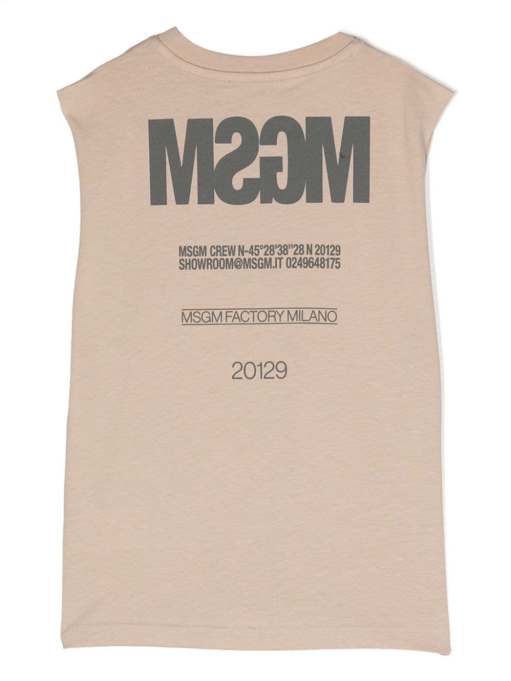 Shop Msgm Tank Top With Logo In Beige