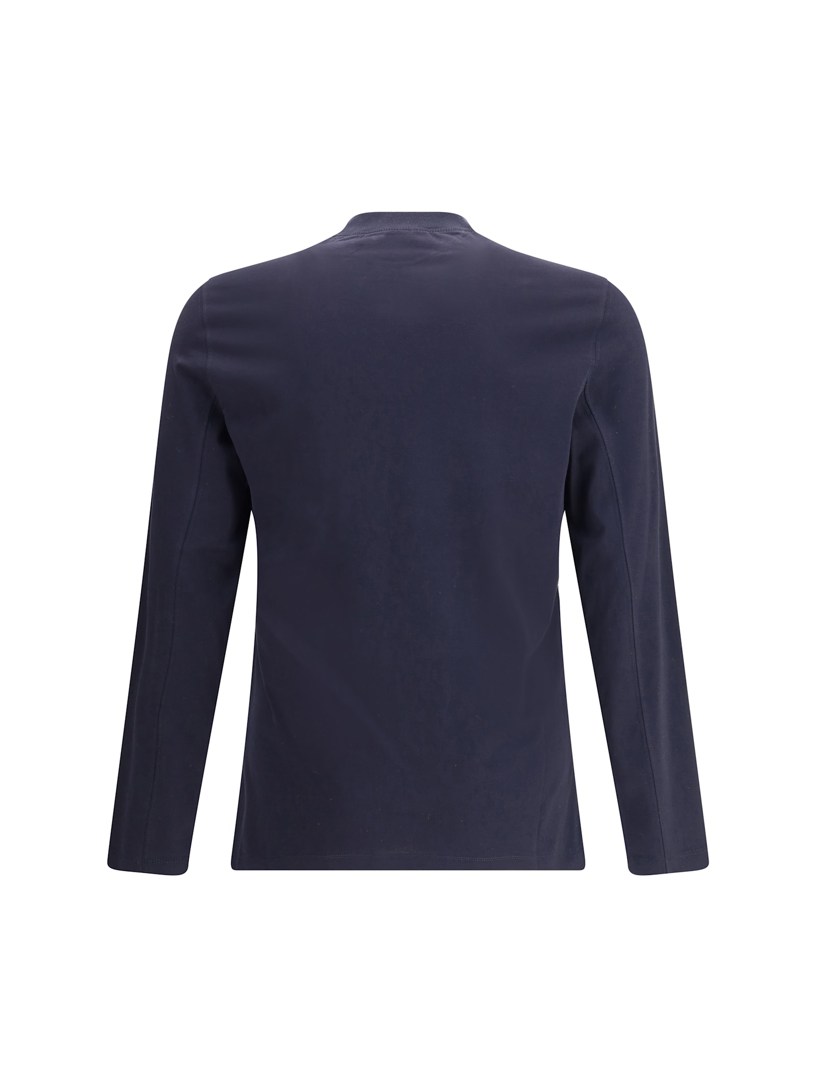 Brunello Cucinelli Men Long-sleeved Cotton T-shirt In Blue