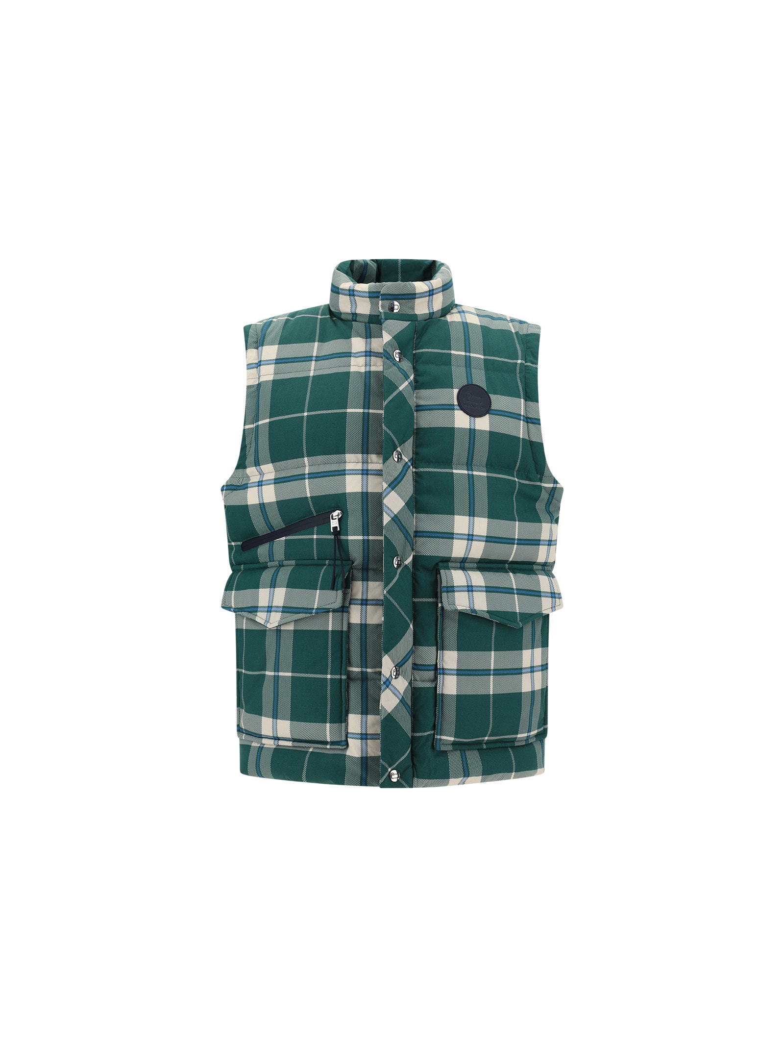 Shop Woolrich Aleutian Down Vest In Evergreen Check
