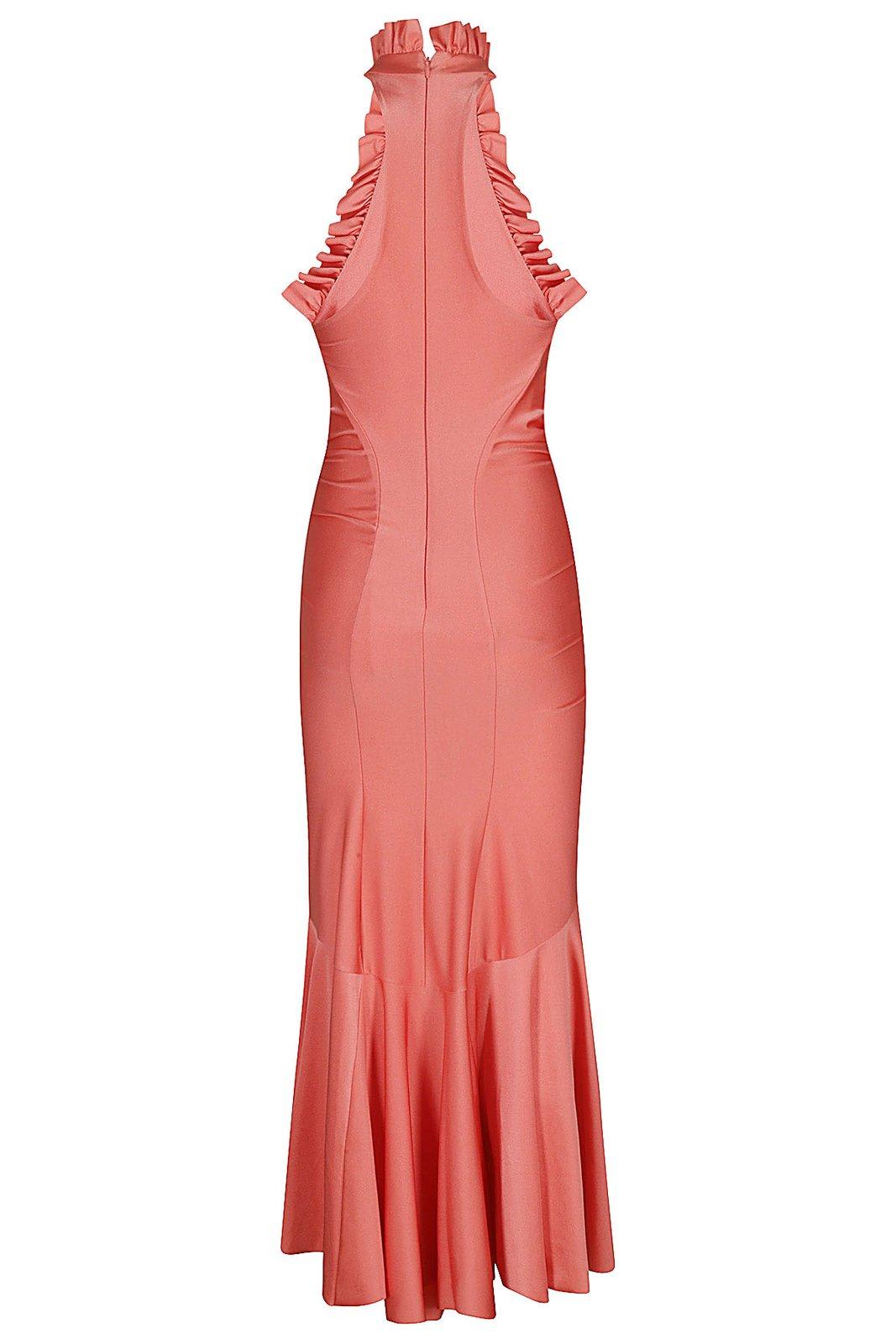 Shop Philosophy Di Lorenzo Serafini Ruched Detailed Sleeveless Midi Dress In Fuchsia
