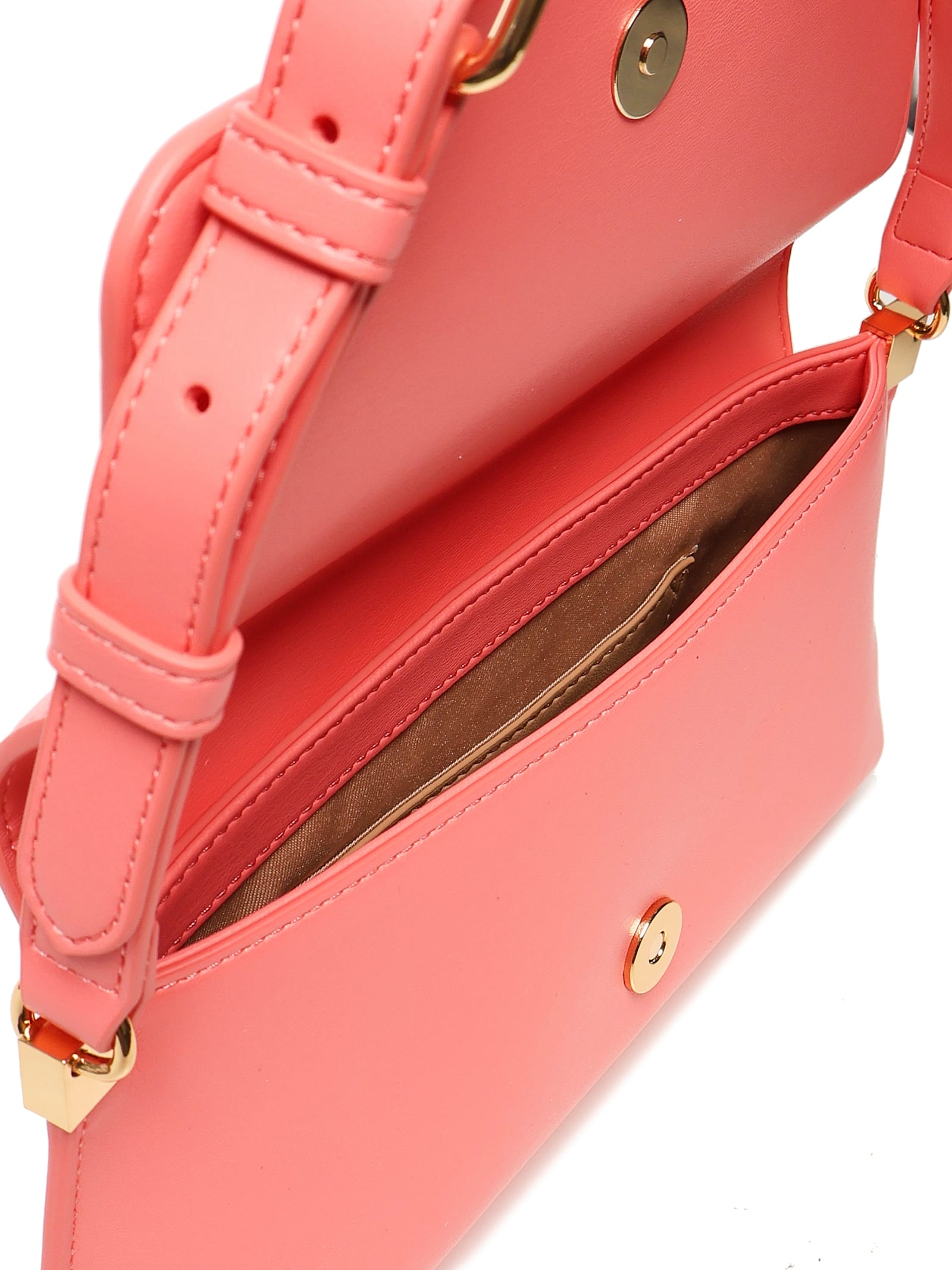 Love Moschino Pink Flat Shoulder Bag With Gold Logo In Pink