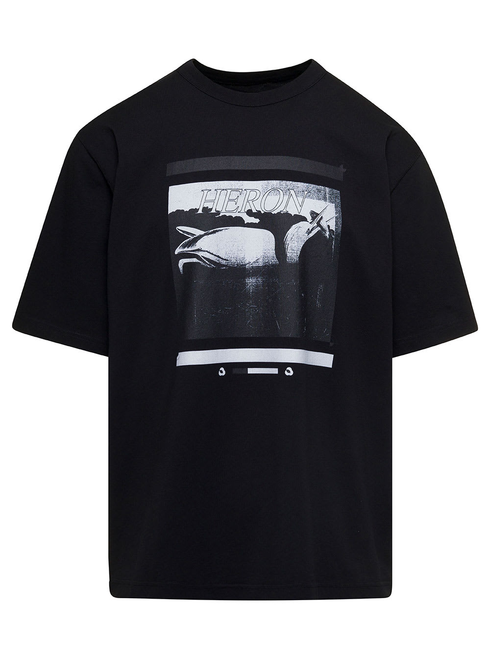 HERON PRESTON Black T-shirt With Graphic Print In Cotton Man