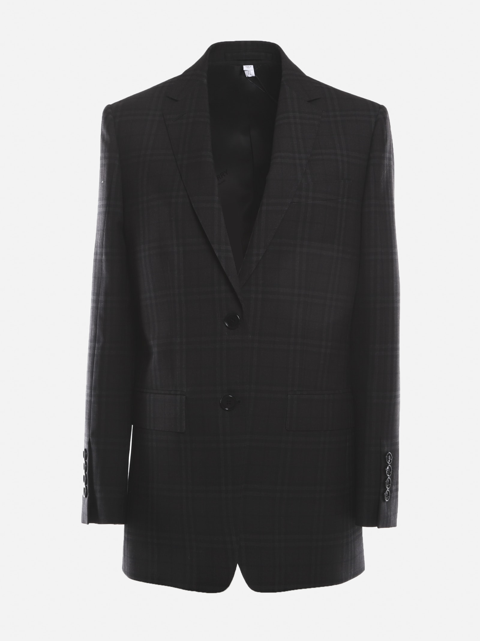 Burberry Wool Jacket With All-over Check Pattern