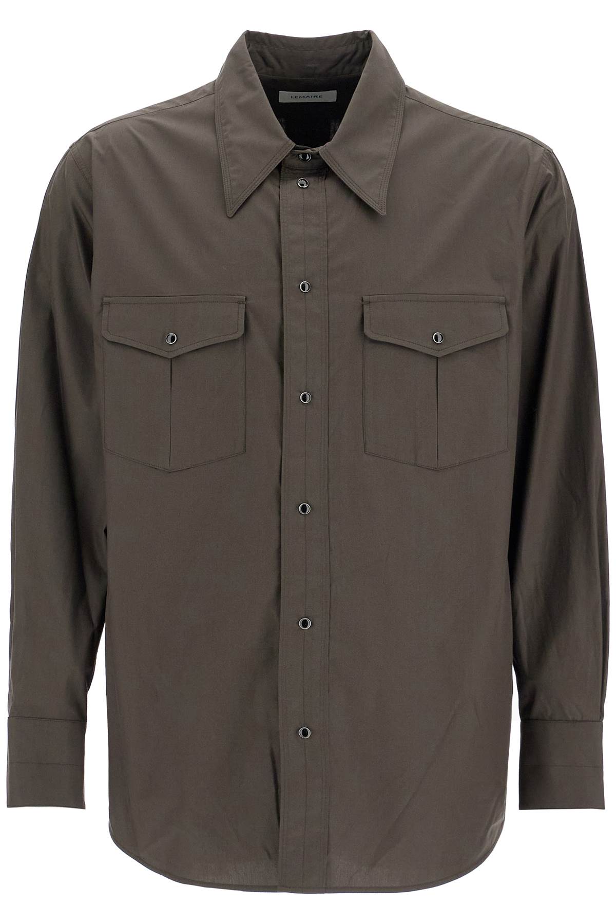 Shop Lemaire Western Shirt With Snap Buttons In Espresso (brown)