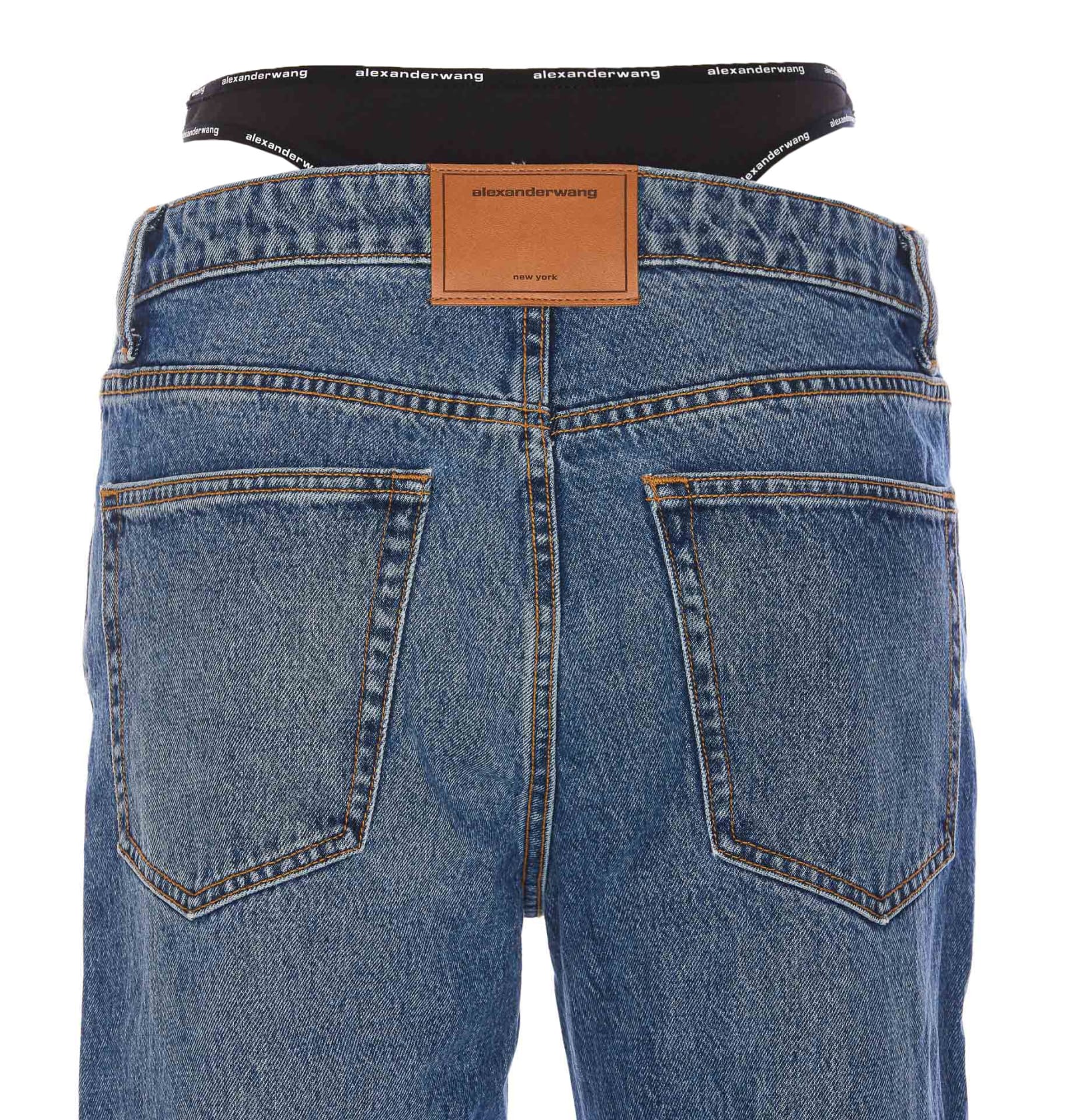 Shop Alexander Wang Jeans With Integrated Logo Boxers In Blue