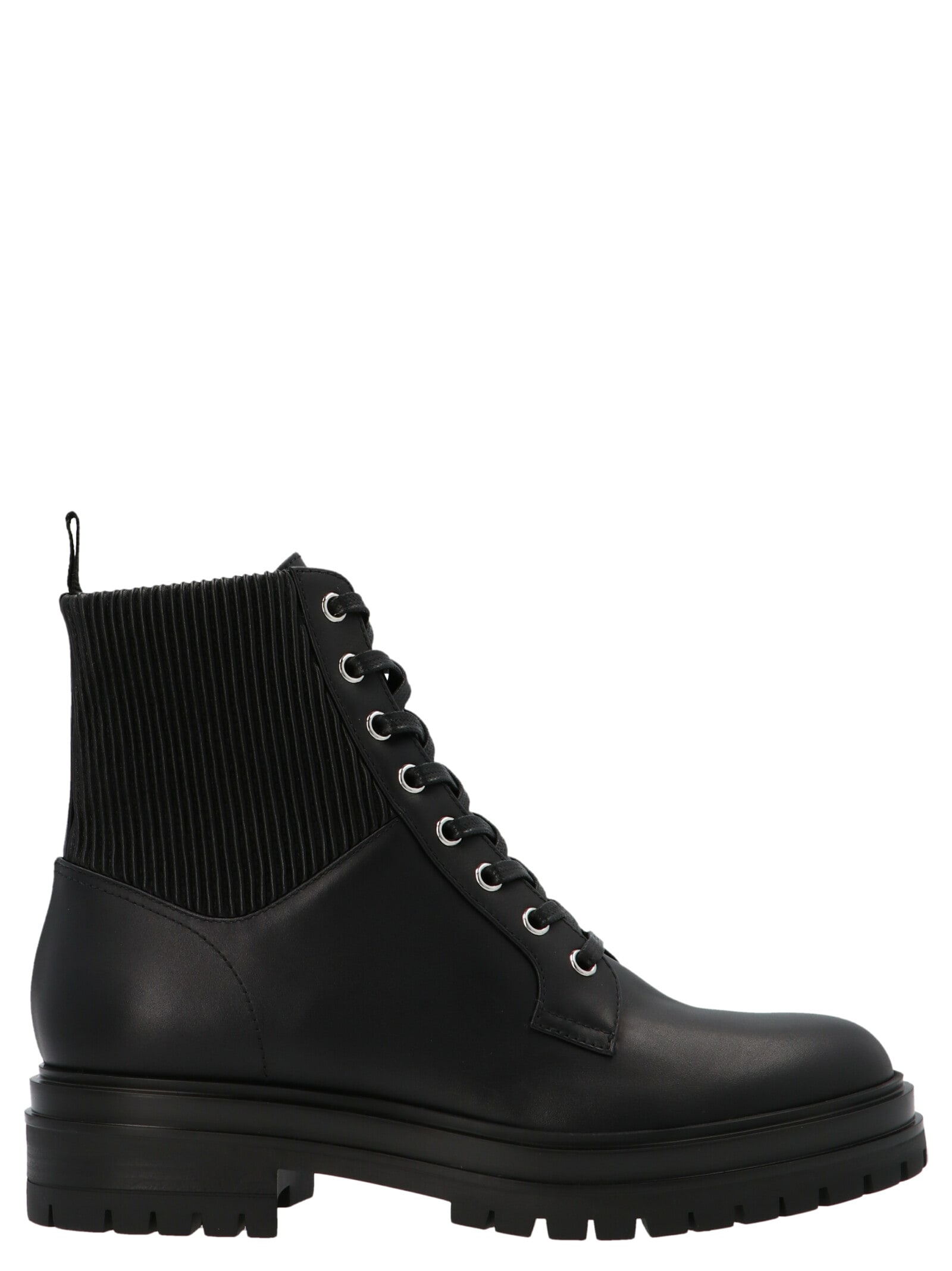 Shop Gianvito Rossi Martis Combat Boots In Calf+eco Stretch Black+black