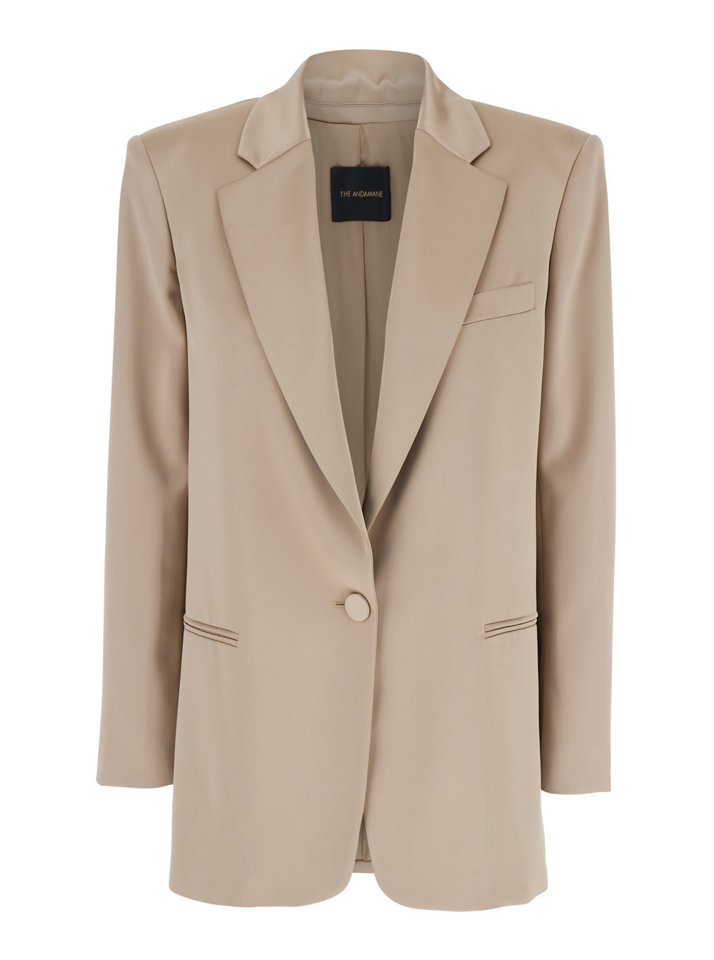 guia Beige Single-breasted Jacket With Notched Revers And Shoulder Pads In Wool Blend Stretch Woman