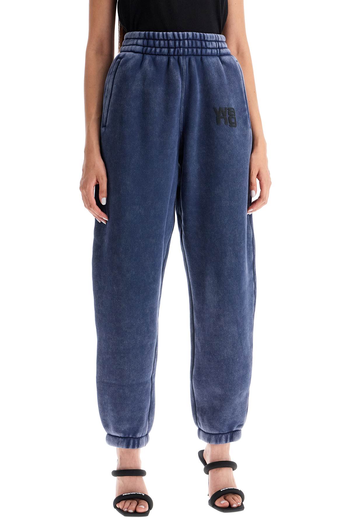 Shop Alexander Wang Faded Effect Sweatpants With Jogger In Acid Black Ice (blue)