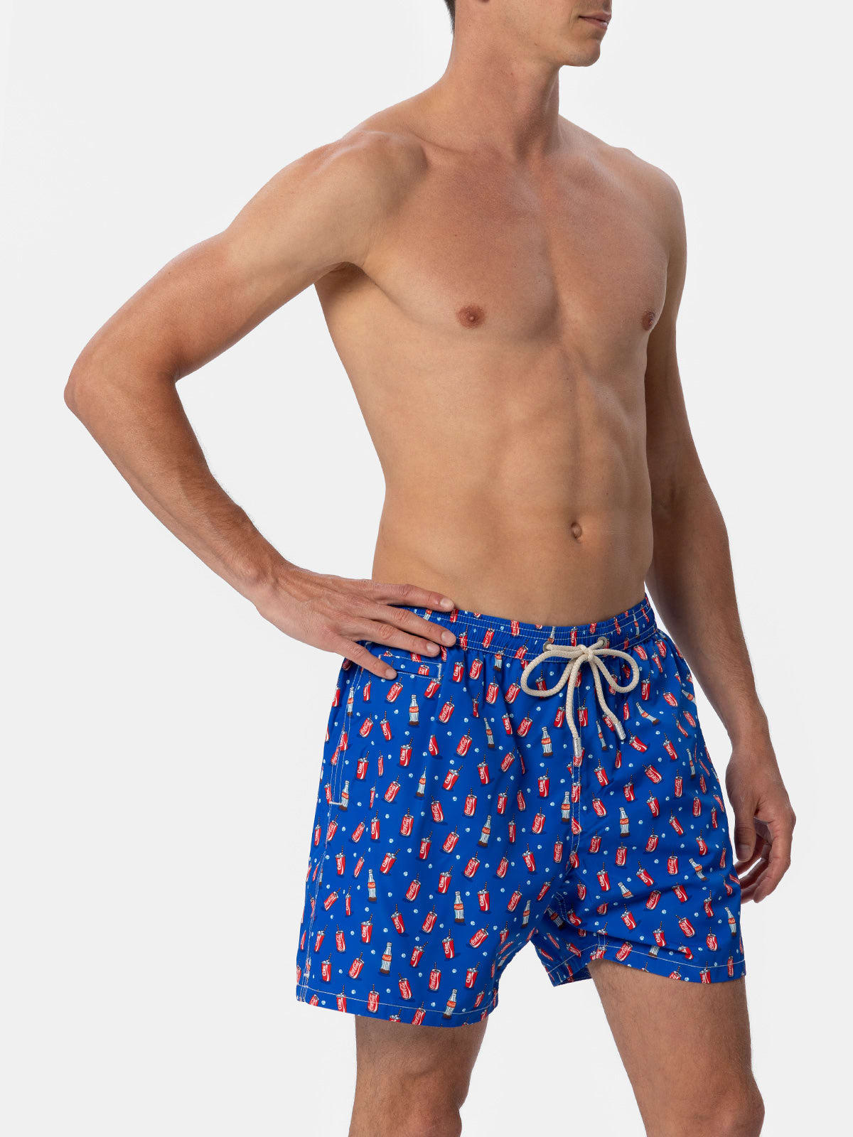 MC2 SAINT BARTH MAN LIGHTWEIGHT FABRIC SWIM-SHORTS LIGHTING MICRO FANTASY WITH COCA COLA PRINT THE COCA COLA COMPANY