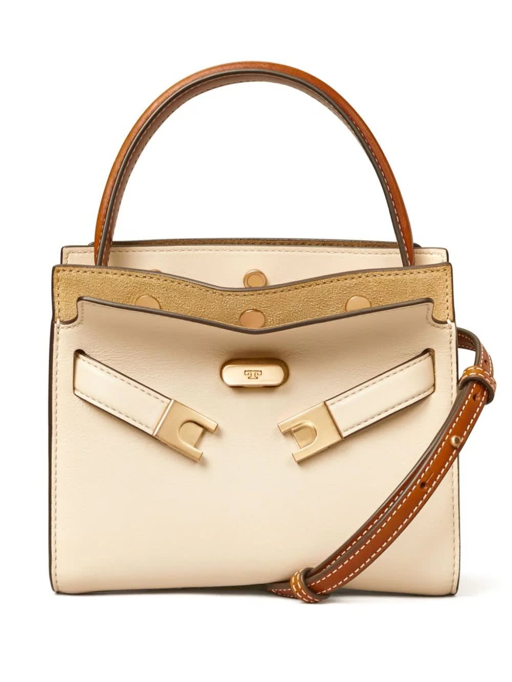 Shop Tory Burch Petite Double Lee Radziwill Bag In New Cream In Brown