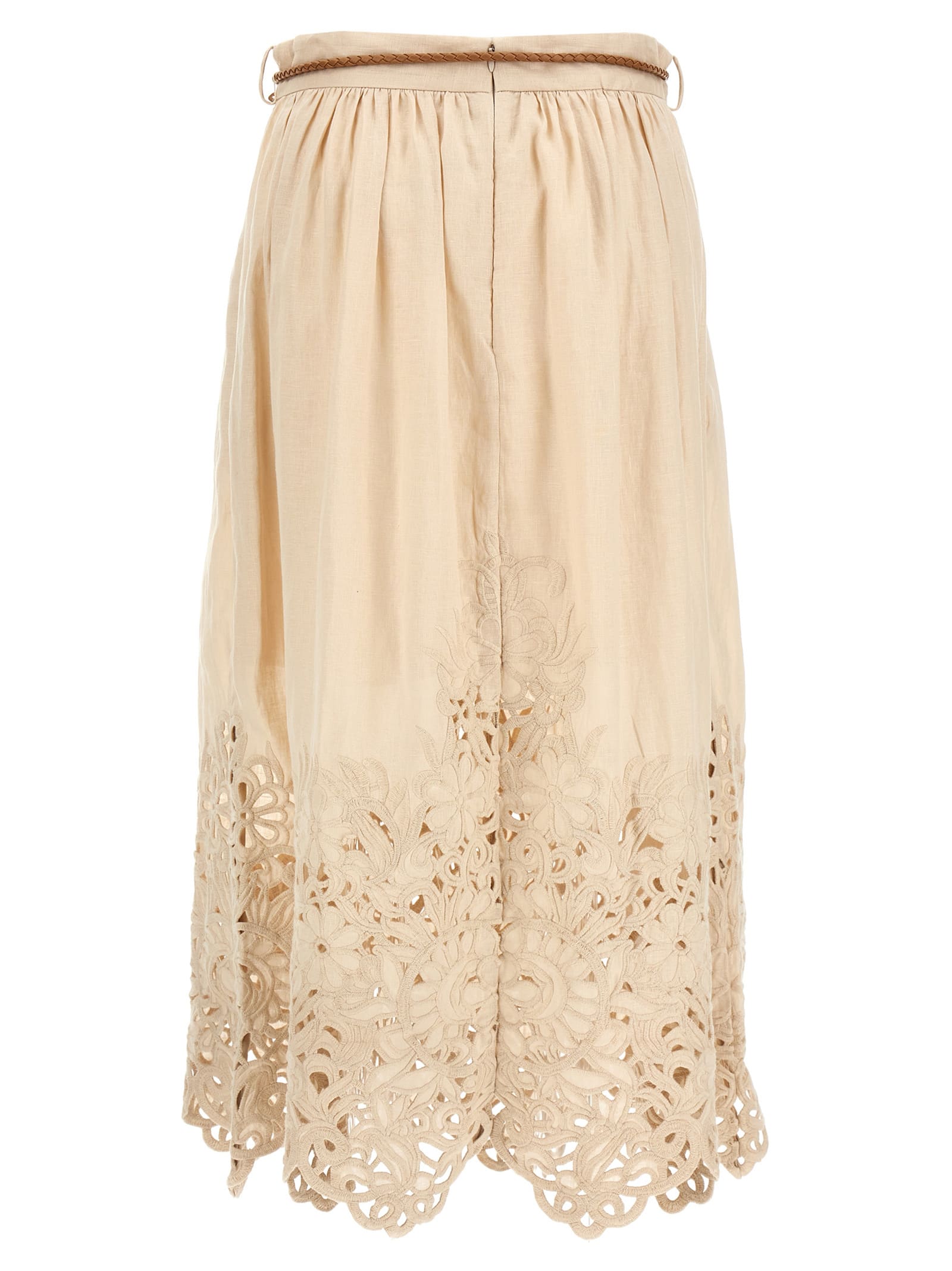 ZIMMERMANN WYLIE EMBROIDERED MIDI SKIRT