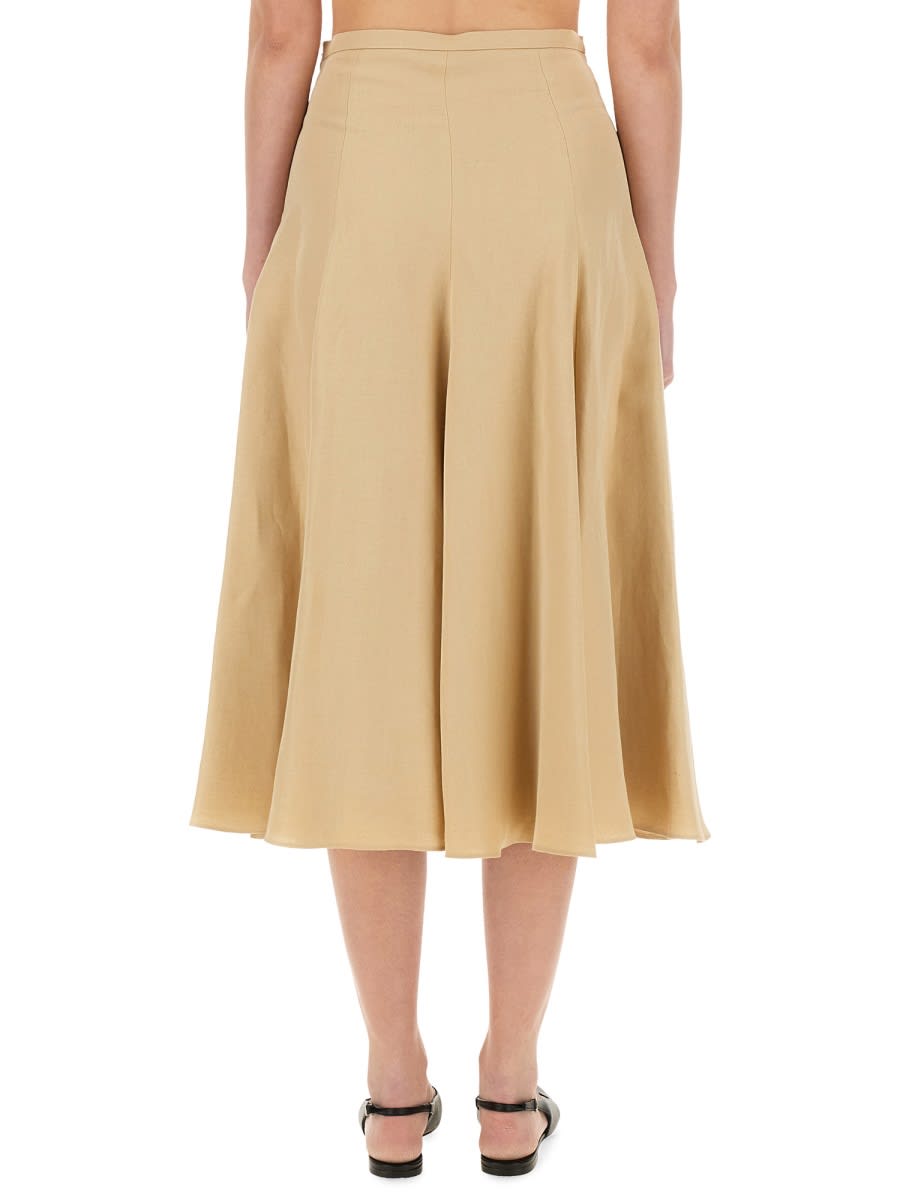 Shop Fabiana Filippi Linen And Viscose Skirt In Beige