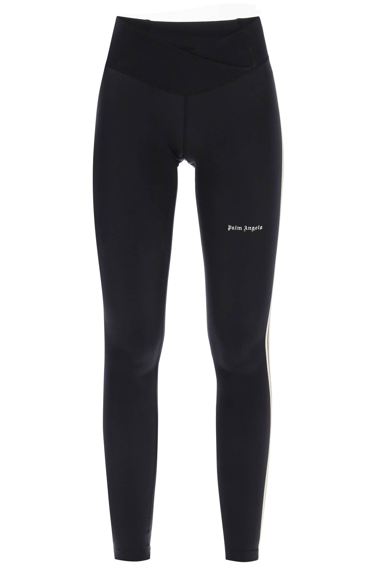 Shop Palm Angels Leggings With Contrasting Side Bands In Nero/bianco