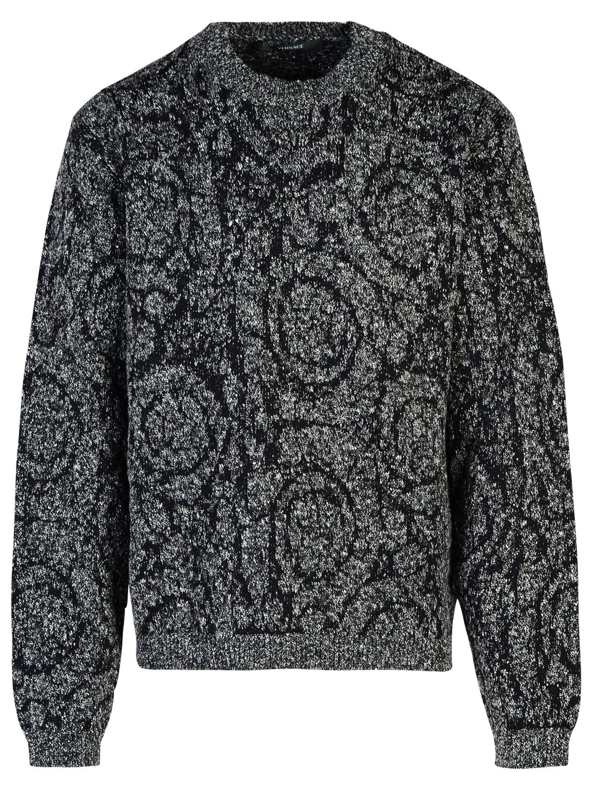 Shop Versace Barocco Black Cotton Blend Sweater