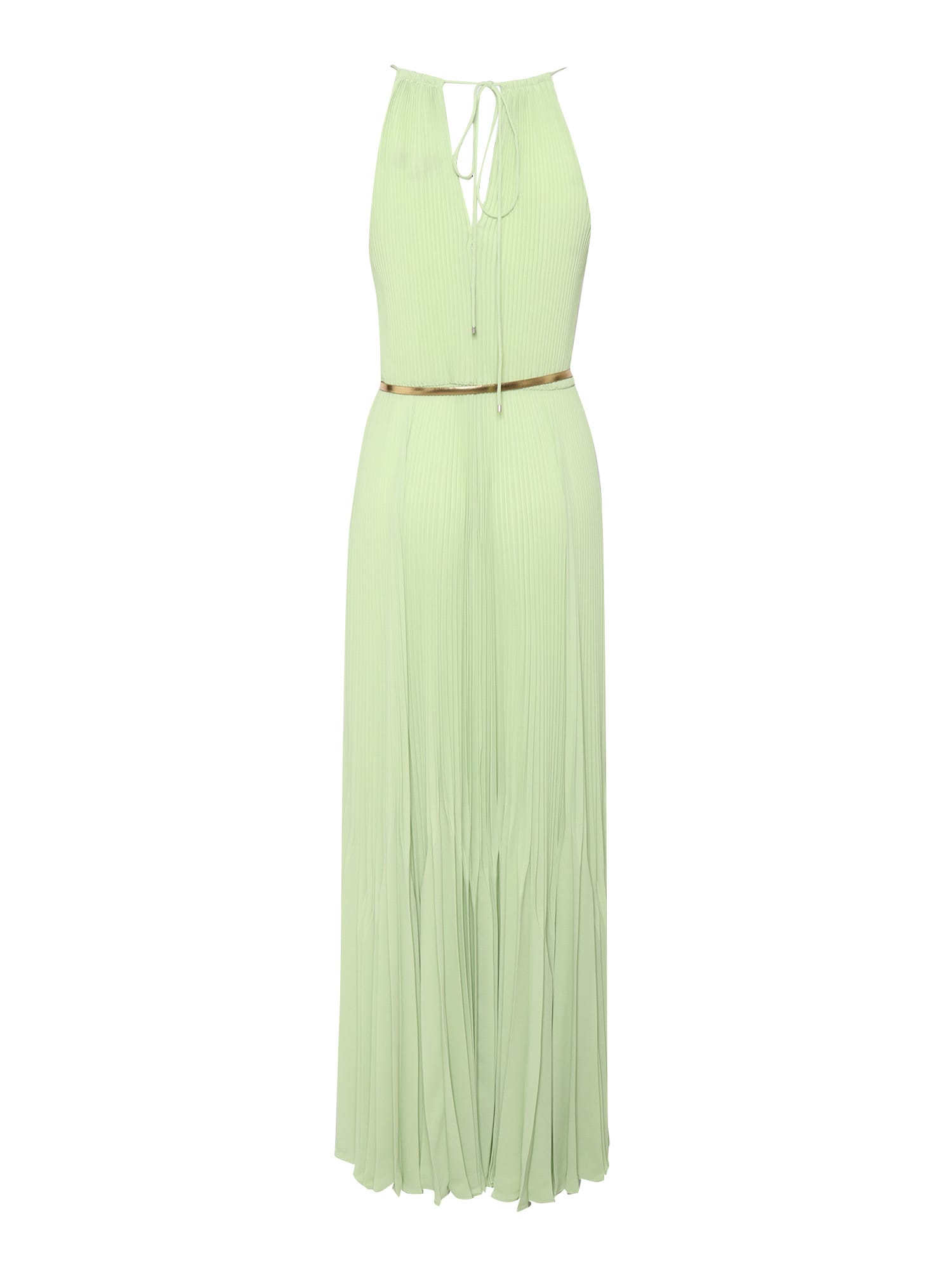 Max Mara Pleated Midi Dress With Spaghetti Straps In Green