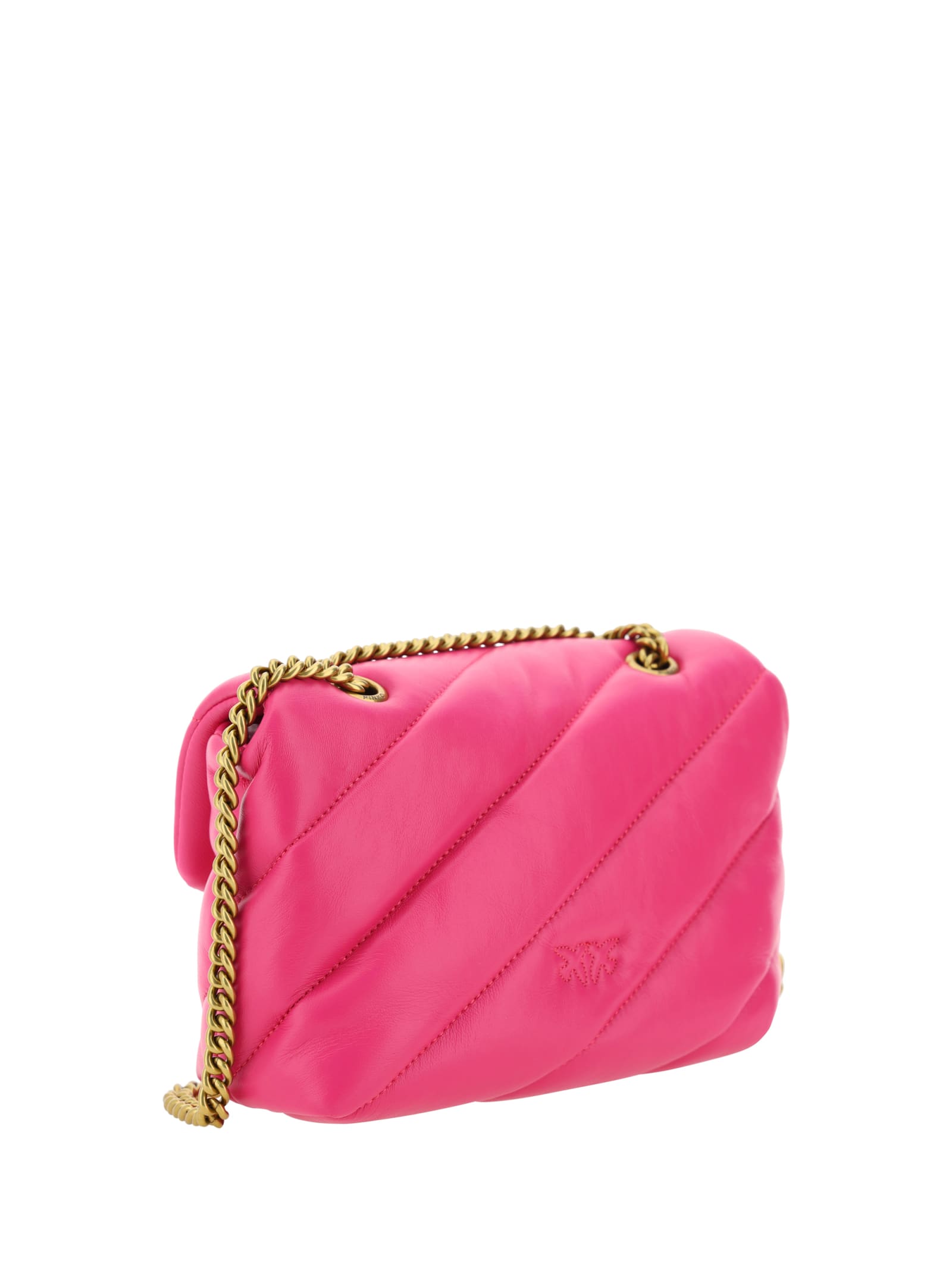 Shop Pinko Love Mini Puff Shoulder Bag In Pink Gold