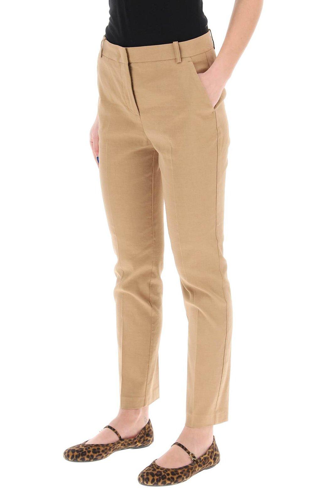 Shop Pinko Mid-rise Skinny Trousers In Beige Bruno Fulvo
