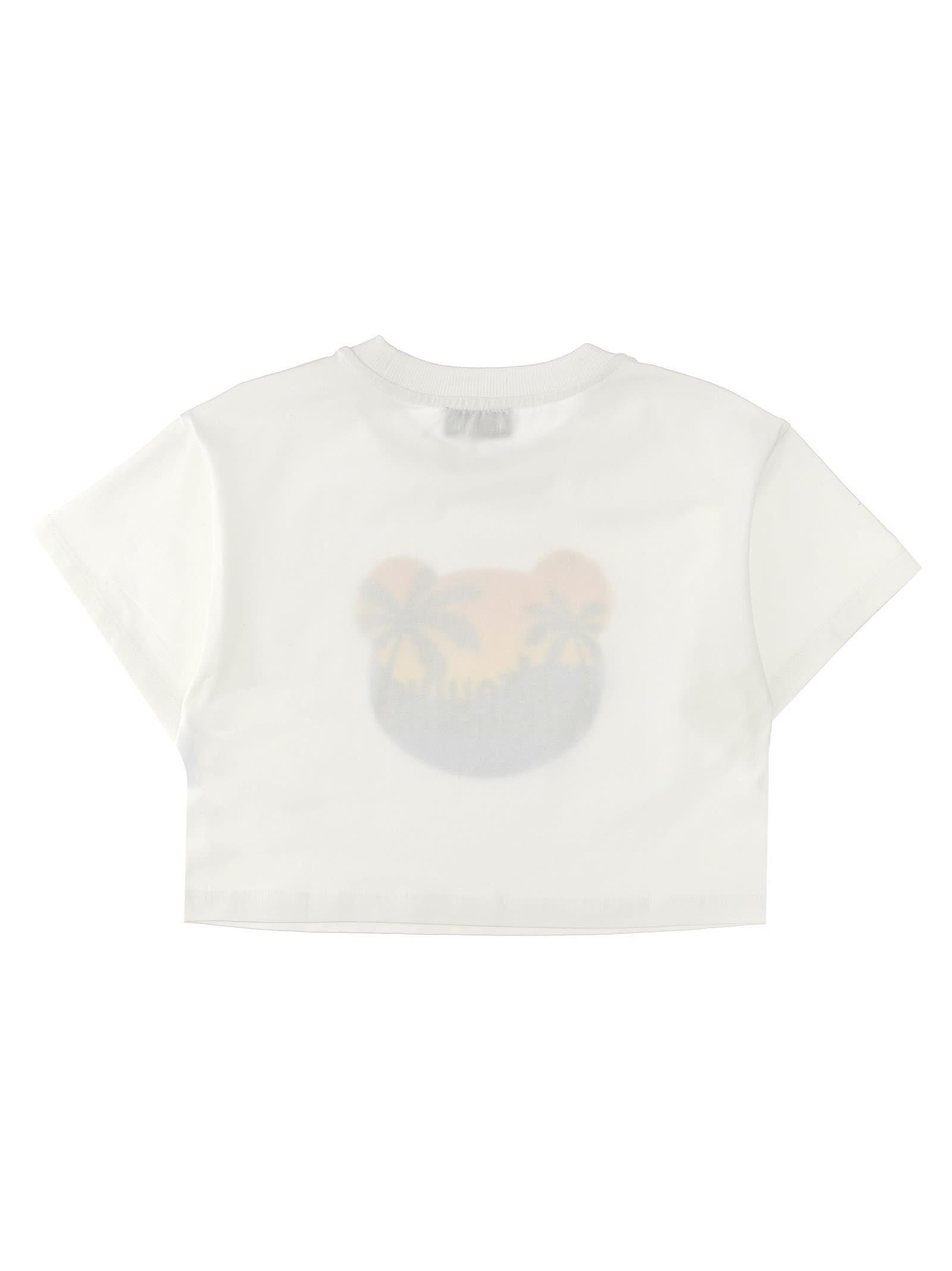 Shop Moschino Logo Print Cropped T-shirt In White