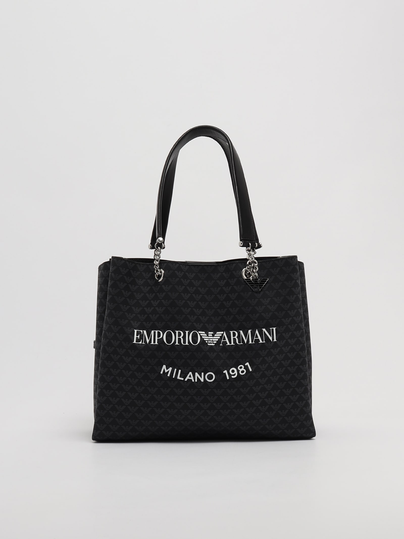 Shop Emporio Armani Pvc Shopping Bag In Nero-bianco