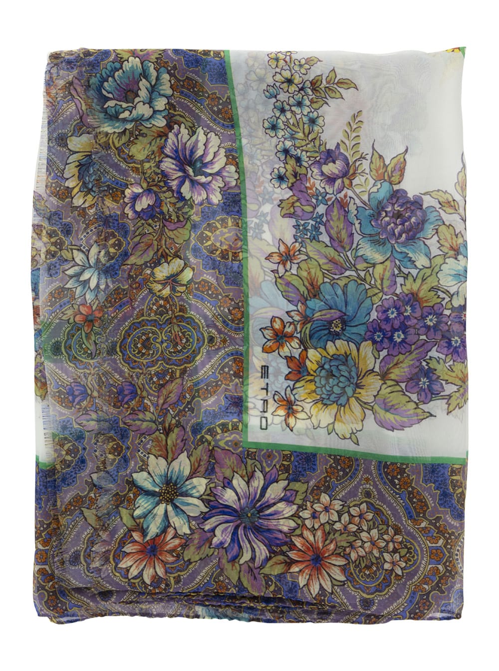 Shop Etro Multicolor Scarf With Bouquet Medaglioni Print In Silk Woman