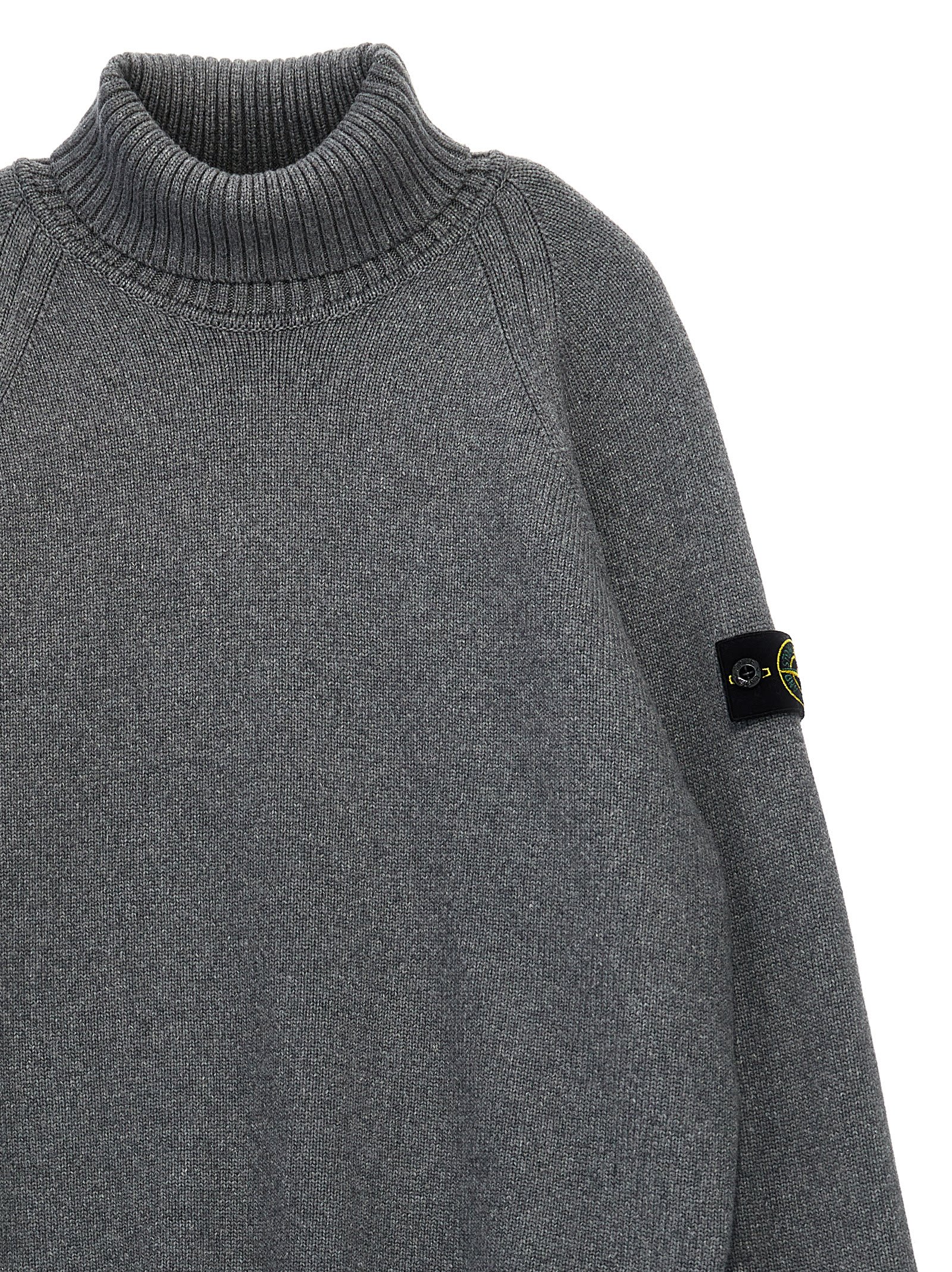 Stone Island Logo Badge Sweater In Gray